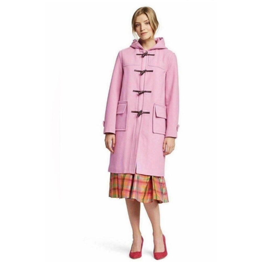 Isaac Mizrahi for Target Hooded Duffle Coat Wool Blend Pink - Size Small